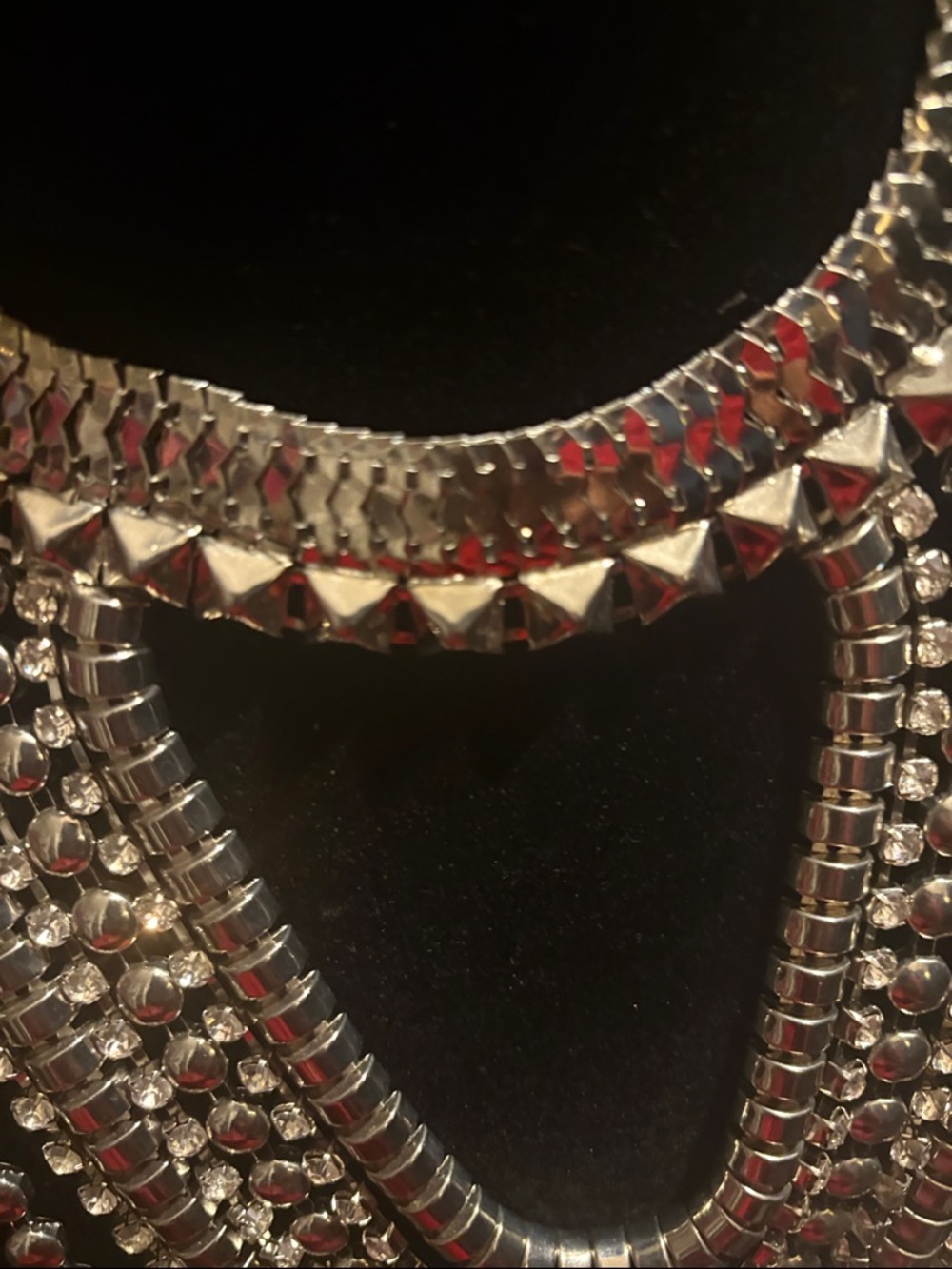 Statement Silver Multi-Strand Bib Necklace - Women Jewelry - Picture 2 of 4